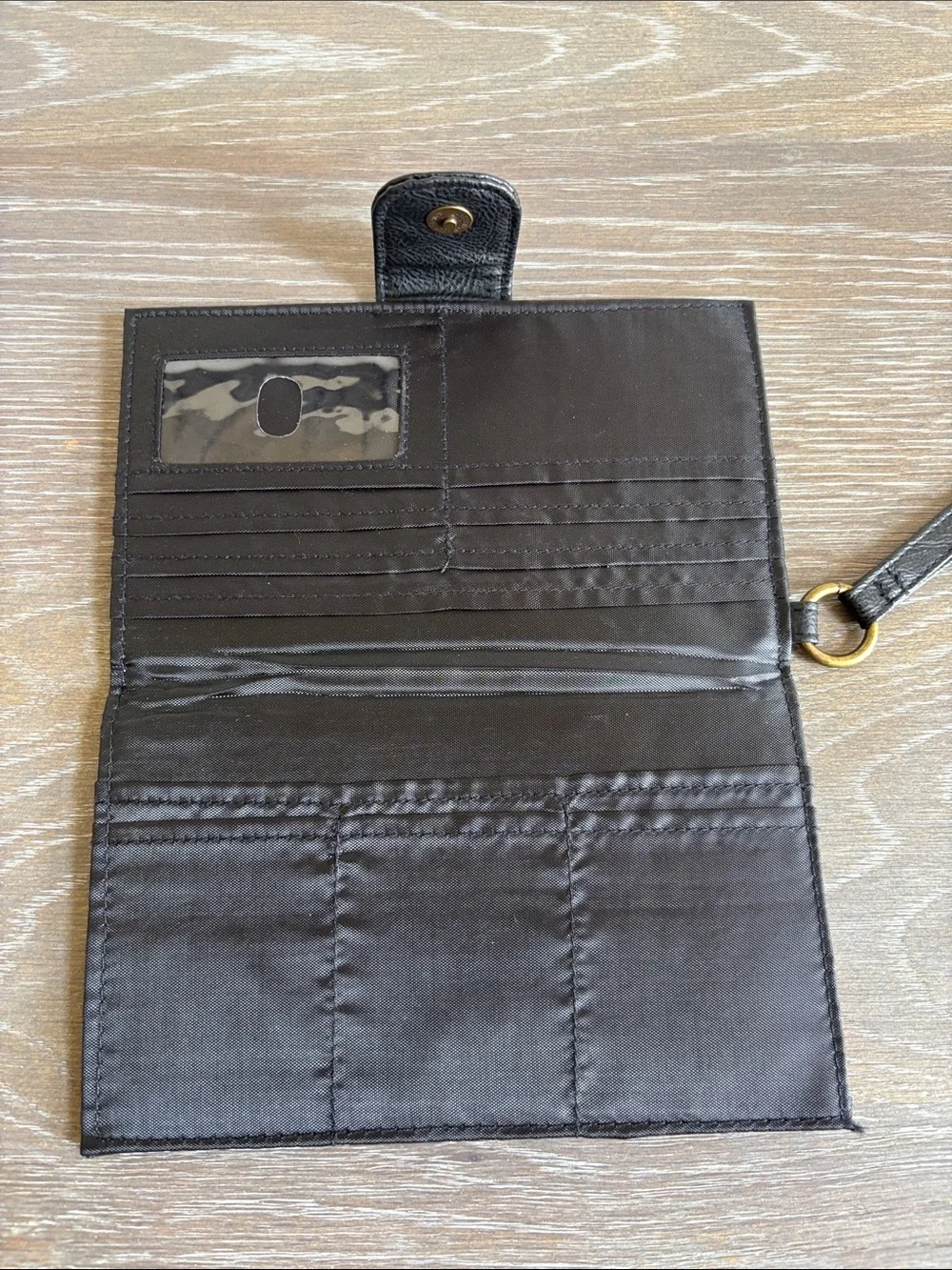 Black Leather Wristlet Clutch